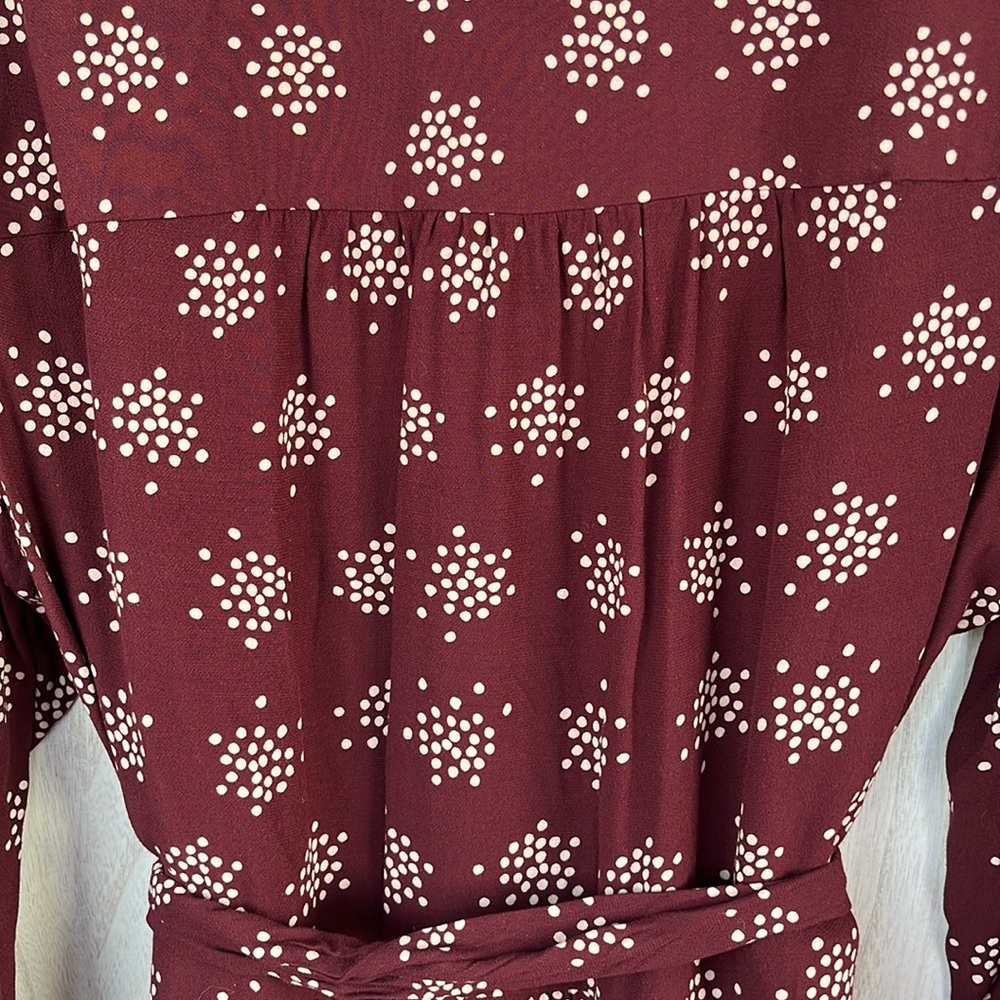Boden burgundy cream crepe dress 14L - Picture 4 of 9